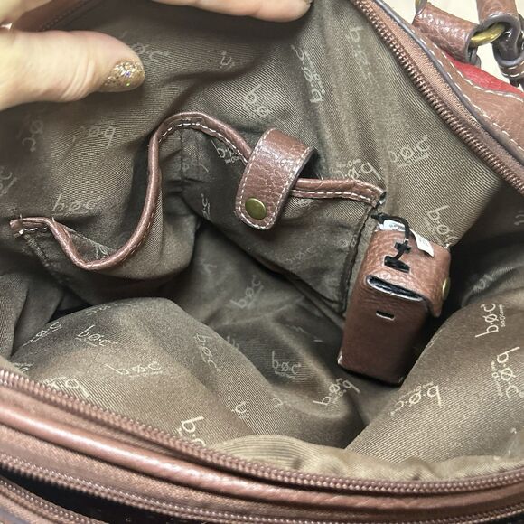 B.O.C. Born Concept Shoulder Bag Purse Red Brown Double Strap USB Charger - Picture 7 of 11